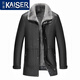 凱撒（KAISER）真皮皮衣男整貂水貂內膽中長(cháng)款貂皮毛一體外套胎牛皮冬季貂皮大衣 黑色（整貂） 180/2XL  適合體重145-160斤