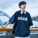 妙奕嘉短袖男t恤衣服男裝夏季新款潮流美式寬松半袖上衣休閑體恤百搭 NENR字母短袖【藏青色】 XL 【建議 130-150斤】