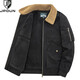 JP 秋冬男士棉衣翻領(lǐng)休閑工裝棉服加絨外套7012 黑色 3XL (適合170斤-185斤)