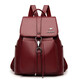 北狐新款韓版頭層牛皮防盜雙肩包 旅行兩用真牛皮背包 休閑學(xué)院風(fēng)潮  酒紅色