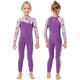 VVIR EER兒童泳衣女童男童冬季加厚防寒保暖女孩連體長(cháng)袖保溫游泳衣潛水服 前開(kāi)拉鏈 淺紫長(cháng)袖 （加厚保暖） 2XL （139-145CM）（30-38kg）