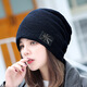 蔚諾娜 加絨毛線(xiàn)帽女月子帽產(chǎn)后冬季韓版針織帽秋冬加厚防風(fēng)產(chǎn)婦帽子保暖 藏青 均碼