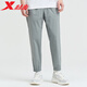 特步特步梭織運動(dòng)褲男褲2024年夏季新款男士松緊褲腳休閑褲印花九分褲 麥秸灰 L