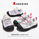 ABC KIDS兒童跑步鞋秋季時(shí)尚女童魔術(shù)貼老爹鞋輕便百搭休閑鞋 白灰玫 26