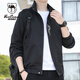 西域駱駝（VANCAMEL）夾克男外套秋季休閑韓版男士立領(lǐng)棒球服工裝上衣男裝 黑色 XL 