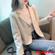 奧洛黛婭小個子短款休閑西裝外套女春秋季感法式氣質(zhì)顯瘦長袖西服上衣 杏色 L