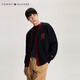 TOMMY HILFIGER男女情侶混紡刺繡寬松鑲邊V領(lǐng)紅色開衫外套毛衣34196 藏青色DW5 L （推薦：150-165斤）