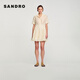 SANDRO春夏女裝法式度假A字荷葉邊翻領(lǐng)蓬蓬短裙連衣裙 淡褐色 S