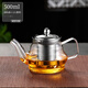 禾艾蘇（heisou）耐熱玻璃茶壺大容量家用辦公待客泡茶壺不銹鋼過(guò)濾內膽功夫茶具 葫仙壺500ml