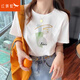 紅蜻蜓（RED DRAGONFLY） 純棉短袖女2025春夏季半袖春夏裝新款圓領(lǐng)t恤女寬松體恤女士上衣 白色短袖 L