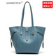 ANDSEEYOU品牌 女士手提包 新款潮真皮手提單肩情人節百搭時(shí)尚托特水桶女包 藍色