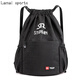 步雨牛津布大容量束口袋雙肩包男女新款簡(jiǎn)易旅行抽繩包運動(dòng)籃球包 黑色大號(可裝籃球)