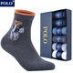 POLO【1盒6雙】男襪秋冬天潮流卡通棉襪透氣襪較厚冬季小熊襪子男 型號【8929】五色*6雙 均碼39-45碼鞋合適