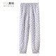 美標睡衣女春秋新款雙層棉紗睡褲寬松可外穿家居長(cháng)褲甜美休閑褲子 天空灰 L (165)
