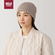 無(wú)印良品（MUJI）減輕額頭刺癢感 羊毛混羅紋編織帽 帽子DBC48A4A 米色 