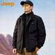 JEEP美國正品高端純棉牛仔夾克外套秋冬季加絨加厚工裝休閑翻領(lǐng)上衣服 黑色 加絨 【官方正品】 XL 【適合150斤左右】