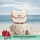 JIVIVIL九娃女包鏈條單肩斜挎包法國小眾輕奢馬鞍包 貝母白
