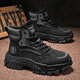 狠洋勞保男鞋子冬季加絨棉鞋工作防滑耐磨秋季運動(dòng)登山黑色馬丁靴子男 黑色不加絨 43