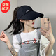 野外尋梅空頂帽子女韓版ins加寬加長(cháng)帽檐防曬鴨舌帽可扎馬尾無(wú)頂棒球帽潮 黑色【長(cháng)標鴨舌帽】