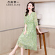 衣典零一（LEDIALYI）真絲連衣裙2025夏季女裝新款杭州高端品牌中年桑蠶絲碎花裙子夏天 綠色 L