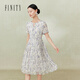菲妮迪（FINITY）品牌連衣裙夏季新款簡(jiǎn)約雪紡印花溫柔收腰碎花裙子女 米底印花 XL