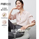 尚都比拉夏季通勤襯衫女光澤感休閑襯衣堆堆袖設(shè)計(jì)感V領(lǐng)上衣 粉色 L