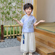 三象鯊兒童漢服套裝夏季演出服女童古風(fēng)唐裝男寶寶少爺服幼兒園表演SXS 男女童同款藍色套裝 120cm