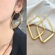 沐嫣港風(fēng)耳環(huán)女2024年新款網(wǎng)紅氣質(zhì)夸張大氣耳墜設計感耳圈潮耳飾 方形耳圈 啞光