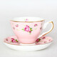 品來(lái)運 歐式骨瓷咖啡杯碟精致下午茶杯小奢華咖啡具套裝陶瓷花茶杯子 粉紅世家 杯碟+金勺