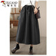 啄木鳥(niǎo)意大利高腰系帶女士毛呢半身裙秋冬中長(cháng)款減齡純色大擺A字裙 灰色 L 【95-120斤】