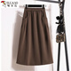 啄木鳥(niǎo)2024秋季新款松緊腰字傘裙黑色半身裙高腰顯瘦日單長(cháng)裙 深棕色【女士半身裙/搭配半身裙 3XL 建議160-180斤