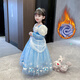 婉凱女童裙子秋冬加絨愛(ài)莎公主裙童話(huà)兒童裙子萬(wàn)圣節表演生日禮服裙 加絨裙+皇冠魔法棒假發(fā)手套 130