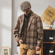 潮與共（Chaoyugong）英倫雅痞男裝感小西裝上衣寬松復古夾克男士春秋休閑西服外套 咖格子 XL 建議【140-160】斤