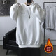蒂卡登（DIKADENG） 衛衣男春秋季潮牌寬松套頭衣服秋裝ins潮流港風(fēng)圓領(lǐng)加絨無(wú)帽外套 白色加絨 M（建議95斤-110斤）