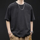依郎酷竹節純棉短袖t恤男士夏季衣服2025新款半袖大碼潮牌男裝重磅體恤 黑色 3XL 【合適185-200斤】