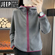 JEEP SPIRIT高端抓絨衣女德絨保暖外套搖粒絨戶(hù)外徒步運動(dòng)登山服裝雙面絨衛衣 石墨灰 XL (建議105~120斤)