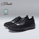 賓度（J.Benato）【品牌旗艦】男士夏季透氣網(wǎng)面飛織軟底休閑運動(dòng)鞋黑色 黑色網(wǎng)面+牛皮-23F23201T 43