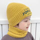 小巧狐2026冬新款兒童帽子圍脖套裝護耳保暖毛線(xiàn)圍巾針織帽子兩件套RFZ happy套裝  黃色 3歲-10歲