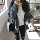 翊尚美中長款針織衫開衫外套女春秋學生長袖上衣新款寬松顯瘦慵懶風毛衣 青木灰色【無口袋加厚款】 均碼 【適合80-140斤】