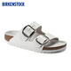BIRKENSTOCK勃肯德國進口大扣女款牛皮革時尚簡約Arizona雙扣拖鞋 白色窄版1016826 39