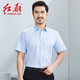 紅都男裝短袖襯衫夏季商務(wù)休閑職業(yè)正裝上班短袖男士襯 藍(lán)條 SD6267-1 42