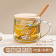 名喬尚品兒童牛奶杯帶刻度吸管水杯寶寶沖泡奶粉杯早餐喝奶杯微波爐可加熱 350ml電腦熊熊+竹蓋+木柄勺