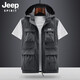 JEEP SPIRIT馬甲春夏季男士透氣多口袋工裝馬夾外套戶(hù)外釣魚(yú)攝影休閑坎肩背心 灰色 XXL (145-160斤)