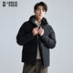 利郎【三防DX膜】羽絨服男雙層內(nèi)膽經(jīng)編彈力保暖連帽外套黑灰185