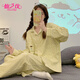 仙之儀睡衣女士春秋長(cháng)袖可愛(ài)卡通開(kāi)衫大碼家居服冬季甜美套裝 16137格子狗 160/90(M)