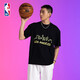 NBA 湖人隊T恤 霓虹之夜城市線條系列 籃球運動時尚舒適簡約百搭圓領短袖 騰訊體育 S