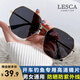 LESCA LUNETIER透明藍(lán)色防紫外線太陽鏡男士多邊形金屬開車墨鏡潮海邊眼鏡女圓臉