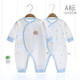 INSLABE嬰兒連體衣純棉和尚服新生兒衣服初生寶寶哈衣春秋爬服長(cháng)袖內衣 2件裝四季款】偏襟-小熊藍色組合 66cm (建議3-6月12-16斤)