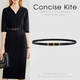 CONCISE KITE皮帶女士牛皮牛仔連衣西裝褲裙帶CK輕奢夏季百搭細(xì)腰帶女 黑色/七夕情人節(jié)禮物送女友 105cm (帶寬1.0cm)