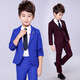 泡泡橙（BUBBLE ORANGE）兒童西裝男童禮服秋冬季套裝主持西服英倫花童生日帥氣小男孩鋼琴 藍色春秋4件套(外套褲子胸針領(lǐng)帶 120碼(建議高110cm左右)
